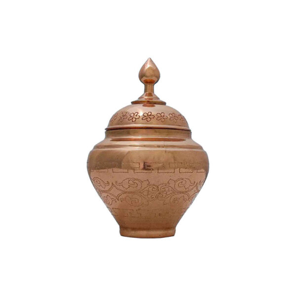 Handcrafted Persian Copper Sugar Bowl with Lid - Hammered Sib