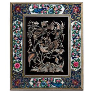 Handmade Framed Persian Engraved Copper Art Dorna – Traditional Wall Decor