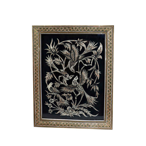 Handmade Framed Persian Engraved Copper Art Hanifeh – Traditional Wall Decor