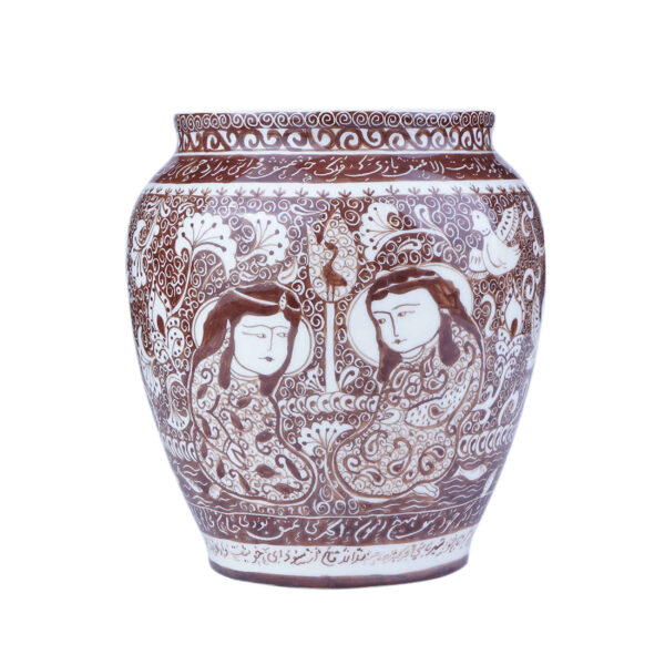 Handcrafted Decorative Persian Pottery Vase with Art Motif Khatoon