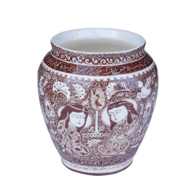 Handcrafted Decorative Persian Pottery Vase with Art Motif Khatoon