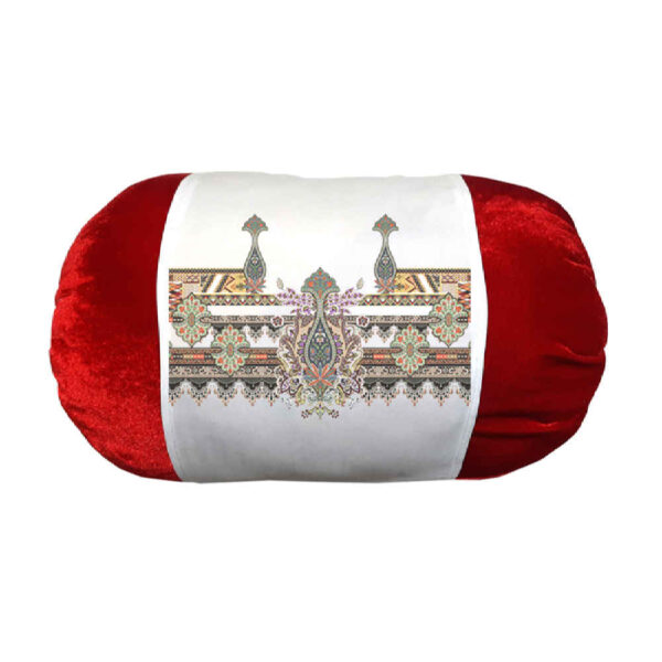 Persian Cylindrical Bolster Pillow in Velvet Fabric Mino