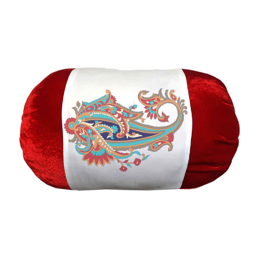 Persian Cylindrical Bolster Pillow in Velvet Fabric Shima