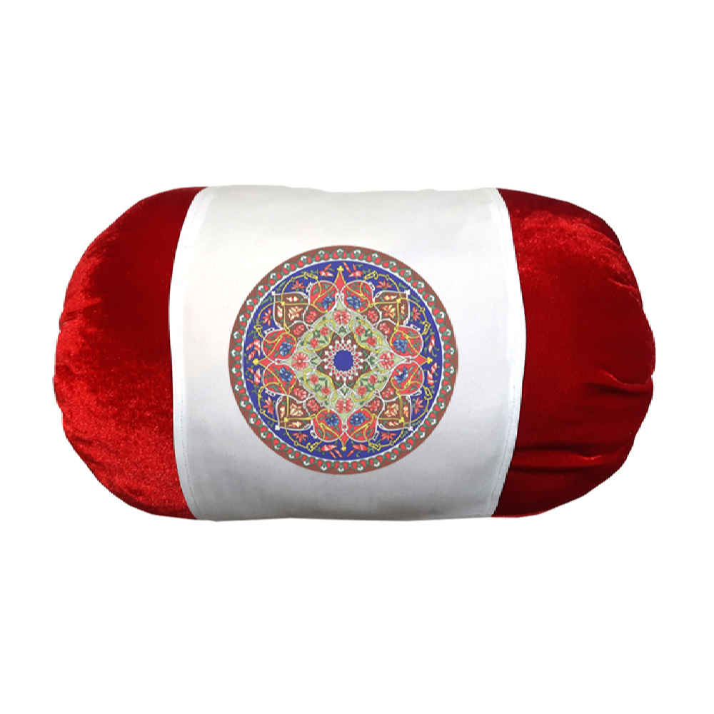 Persian Cylindrical Bolster Pillow in Velvet Fabric Shiva