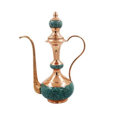 Persian Copper Rosewater Sprinkler – Inlaid Turquoise, Hasti