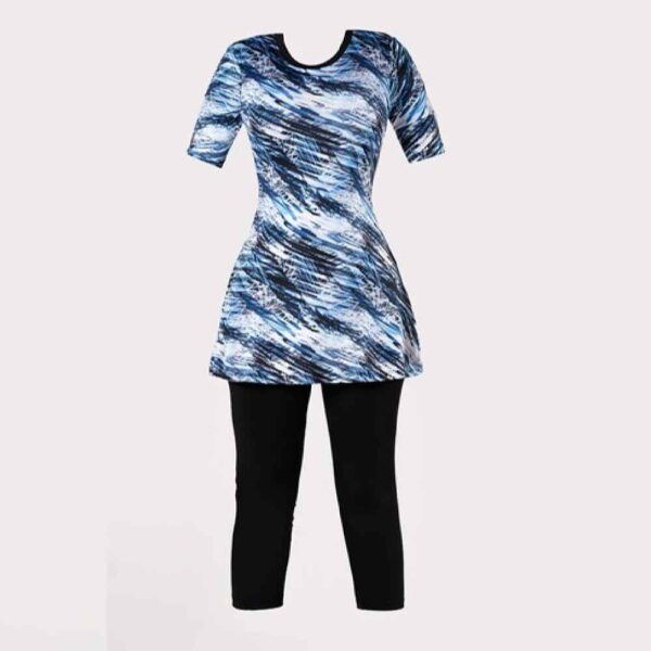 Two Piece Women's Short Sleeve Rash Guard Swimsuit