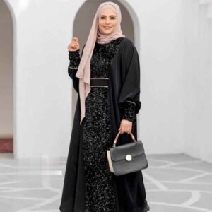 Women's Black Sequin Abaya