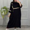 Stylish Abaya for Muslim Women with Black Cotton Fabric