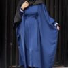 Traditional Butterfly Abaya for Women – Soft Navy Blue Crepe Fabric