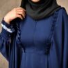 Traditional Butterfly Abaya for Women – Soft Navy Blue Crepe Fabric
