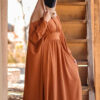 Traditional Butterfly Abaya for Women – Soft Orange Crepe Fabric
