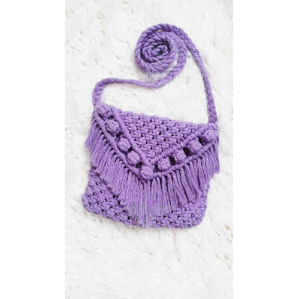 Macrame Crossbody Shoulder Bag Luxurious Handcrafted Tina
