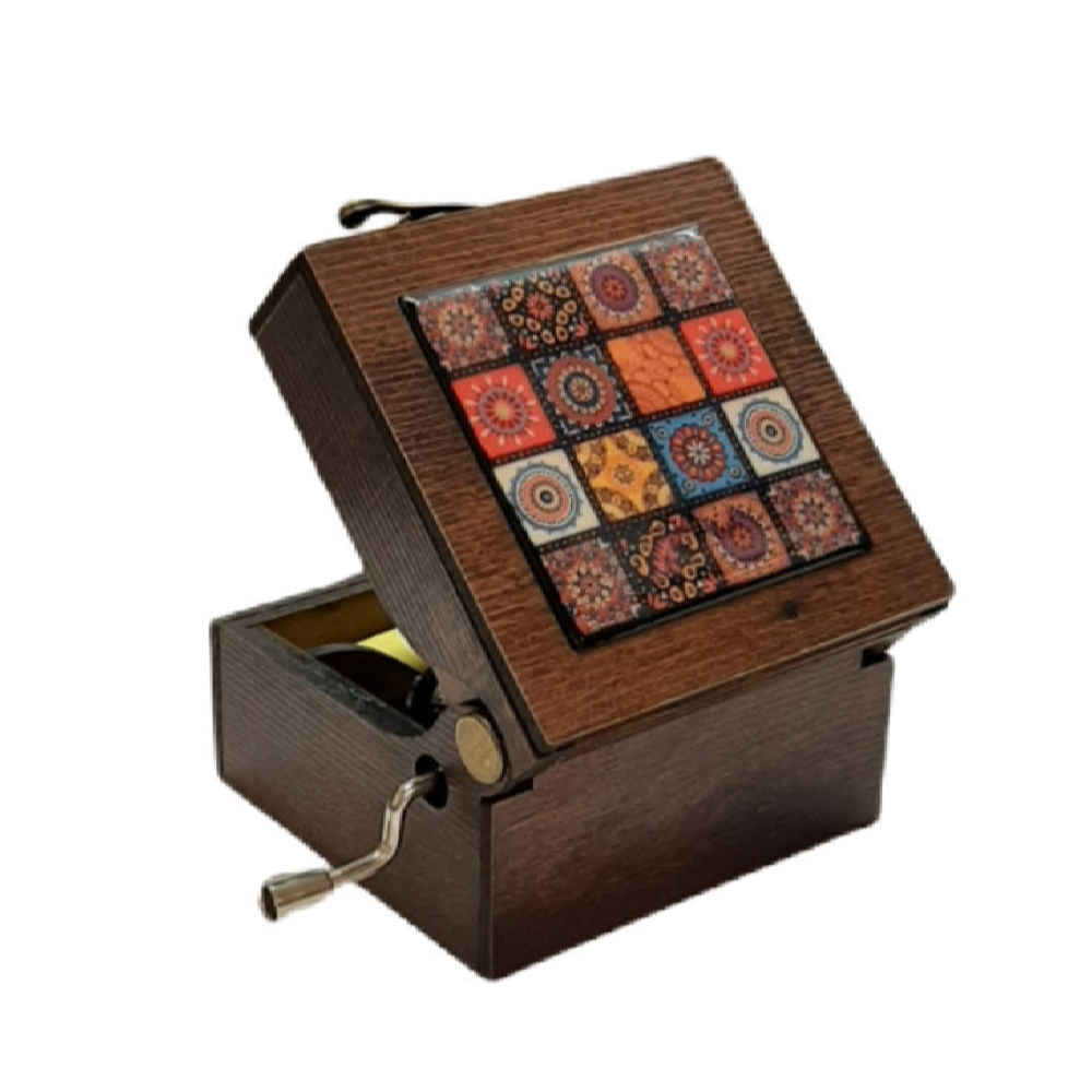 Handcrank Wooden Musical Box Model Parham - ShopiPersia