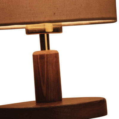 Minimalist Wooden Table Lamp & Bedside Handcrafted with White Shade Mitra