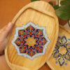 Wooden Tea Serving Tray – Tazhib Design | Ideal for Tea, Coffee & Snacks