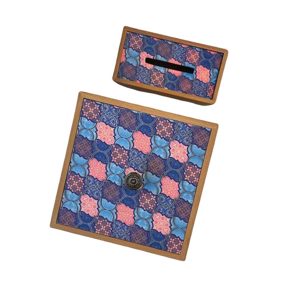 Persian Wooden Waste Basket & Tissue Box Set – Nina