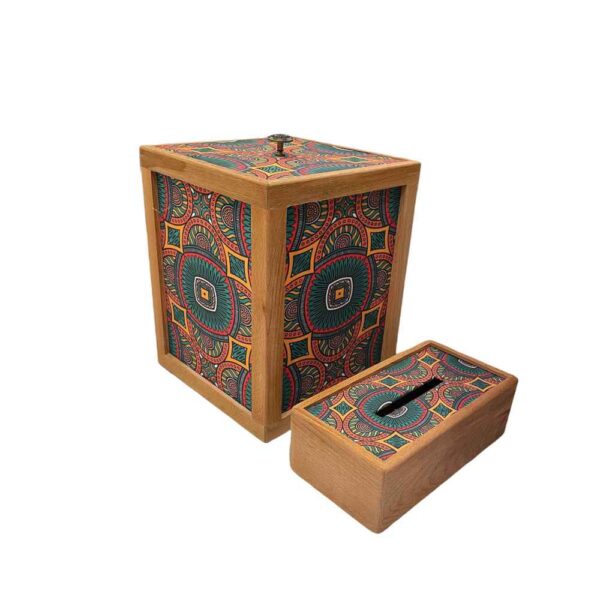 Persian Wooden Waste Basket & Tissue Box Set - Sonati