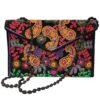 Embroidered Ethnic Velvet Clutch Handbag with Paisley Pattern