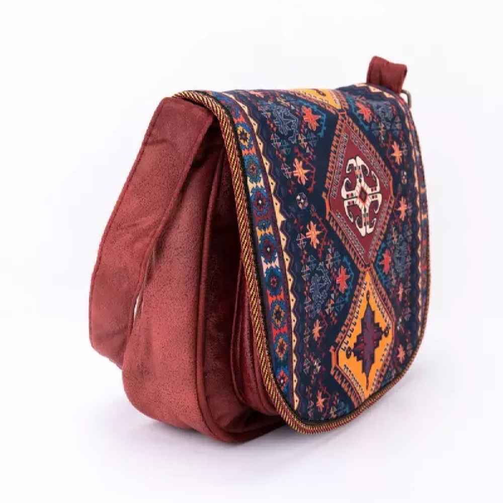 Handcrafted Crossbody Shoulder Bag with Geometric Design