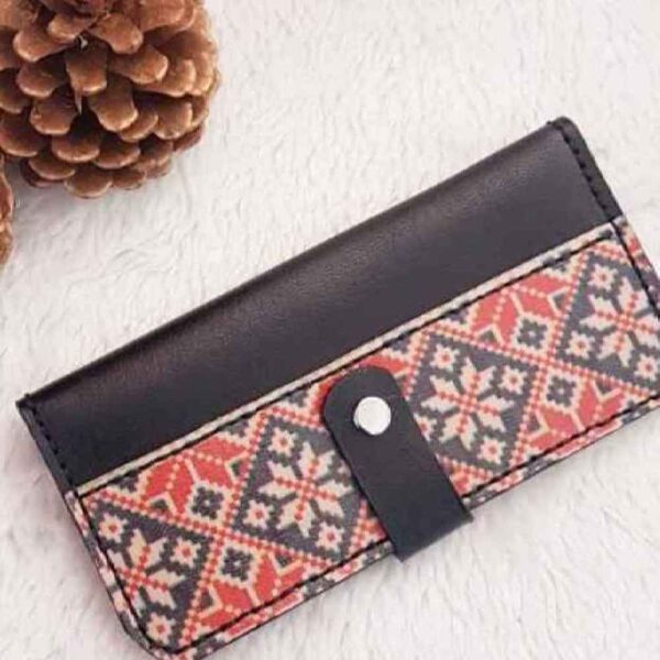Persian Leather Long Wallet for Women with Saadat Design