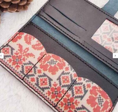 Persian Leather Long Wallet for Women with Saadat Design