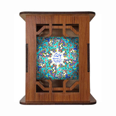 Wooden Pen Holder for Desk With Persian Inspired Pattern Roshna