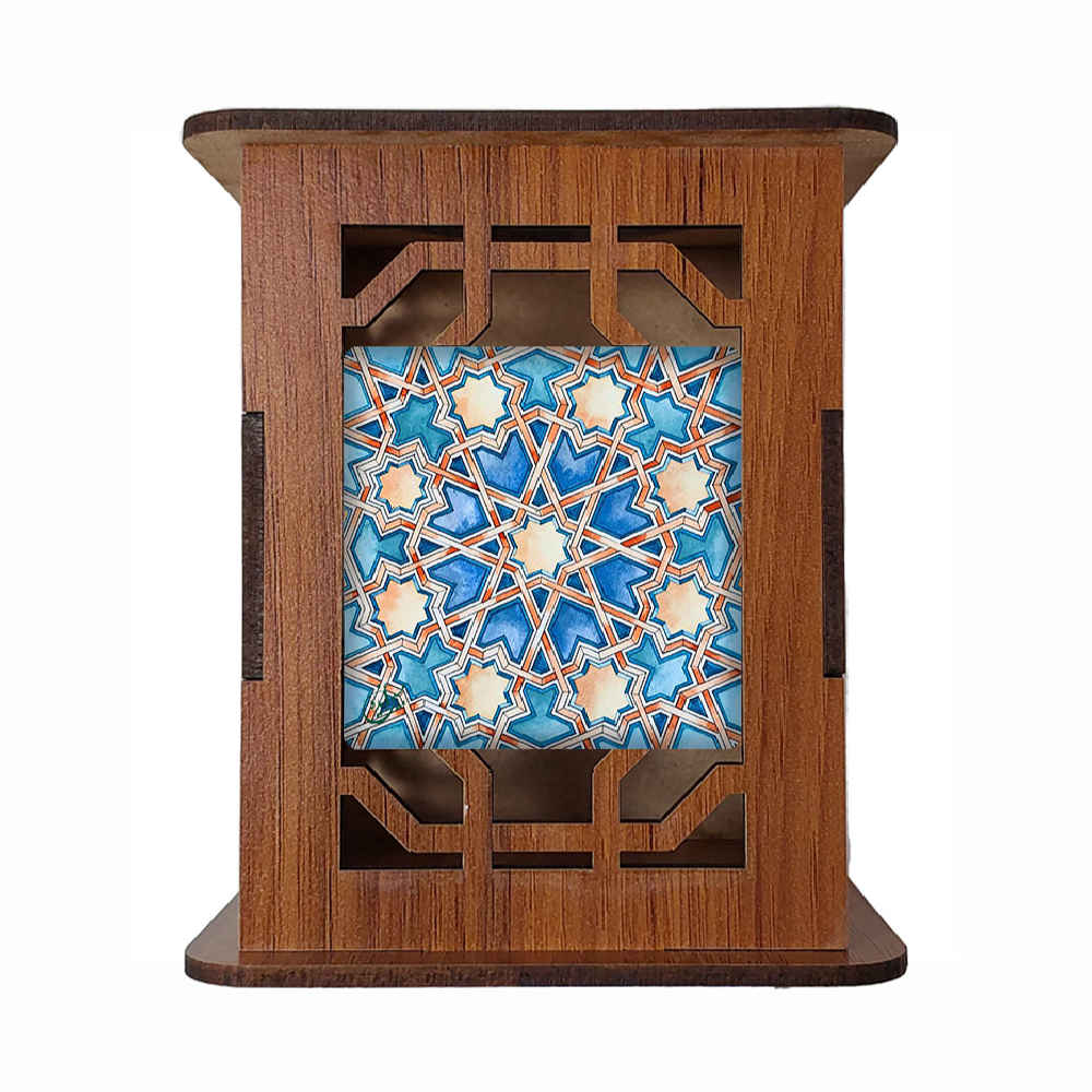 Wooden Pen Holder for Desk With Persian Inspired Pattern Stars