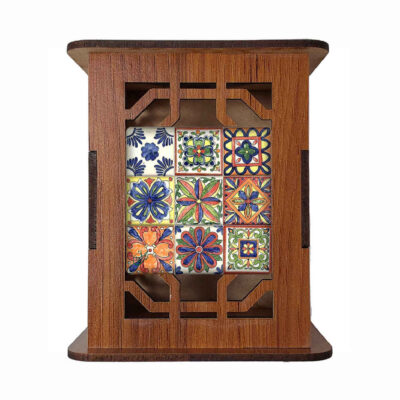 Wooden Pen Holder for Desk With Persian Inspired Pattern Raha