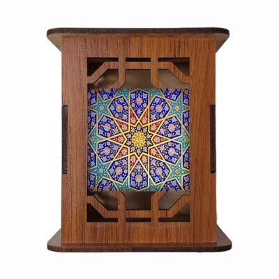 Wooden Pen Holder for Desk With Persian Inspired Pattern Boostan