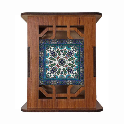 Wooden Pen Holder for Desk With Persian Inspired Pattern Safa