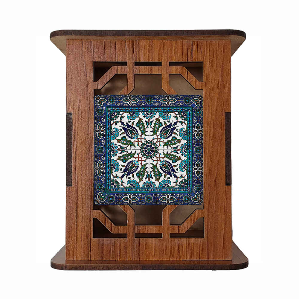 Wooden Pen Holder for Desk With Persian Inspired Pattern Safa
