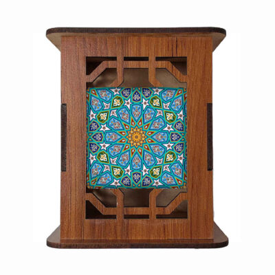 Wooden Pen Holder for Desk With Persian Inspired Pattern Firouze