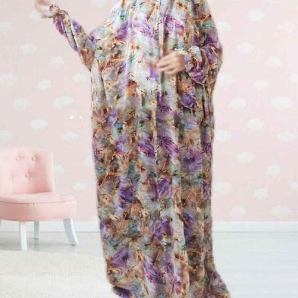 Islamic Namaz Chador with Sleeves for Women Ideal for Praying – Floral Pattern Aram