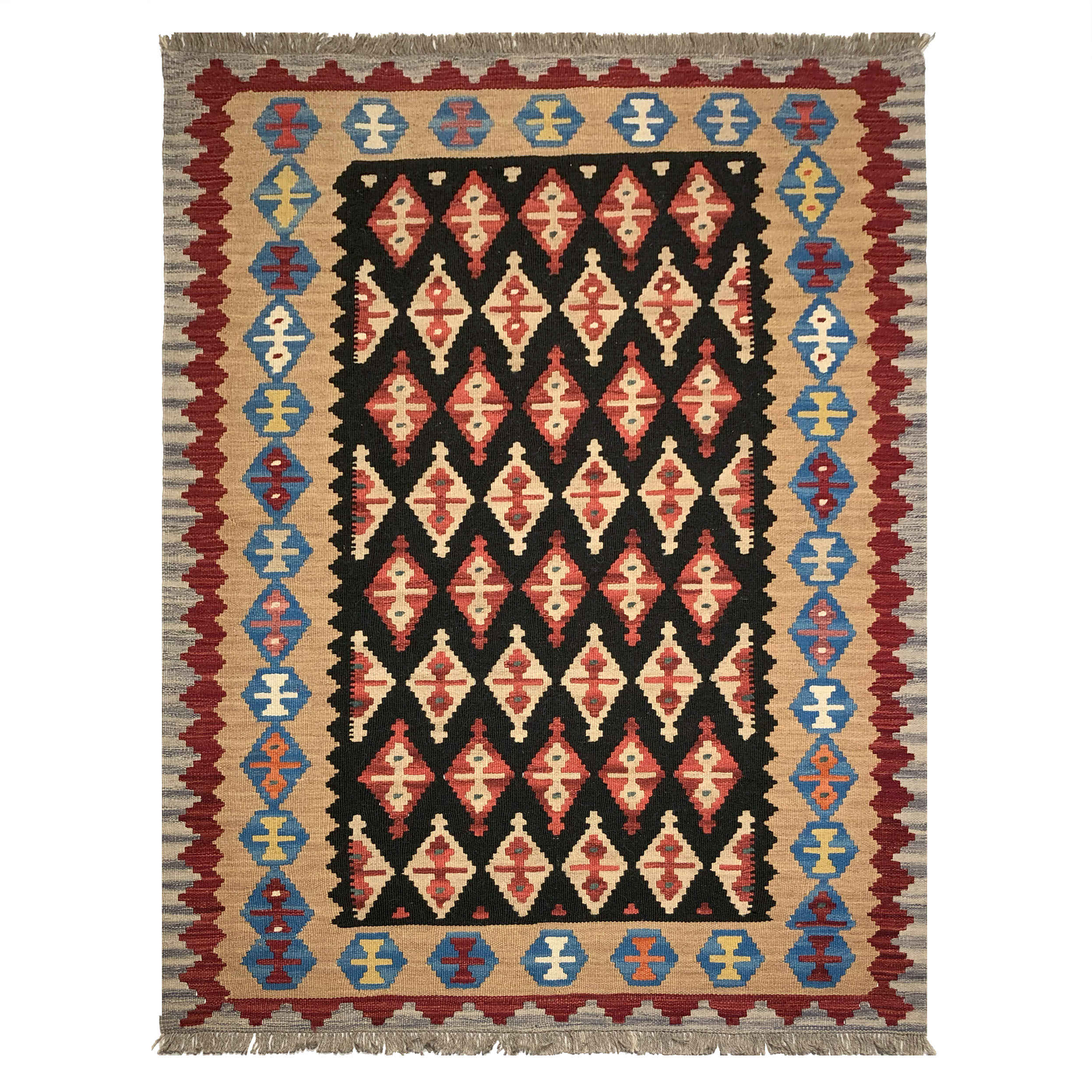 Persian Wool Kilim Rug Handwoven Traditional Qashqai Katrin