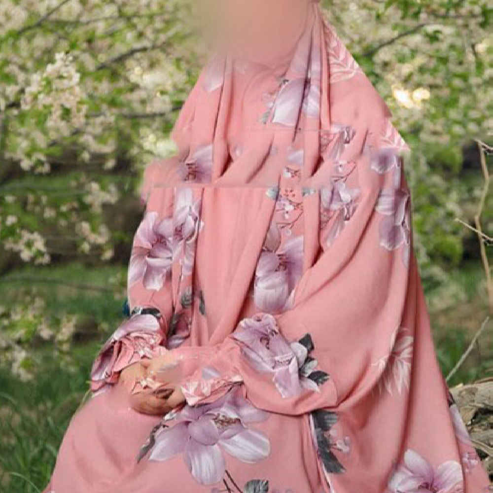 Islamic Namaz Chador with Sleeves for Women Ideal for Praying - Floral Pattern Corduroy
