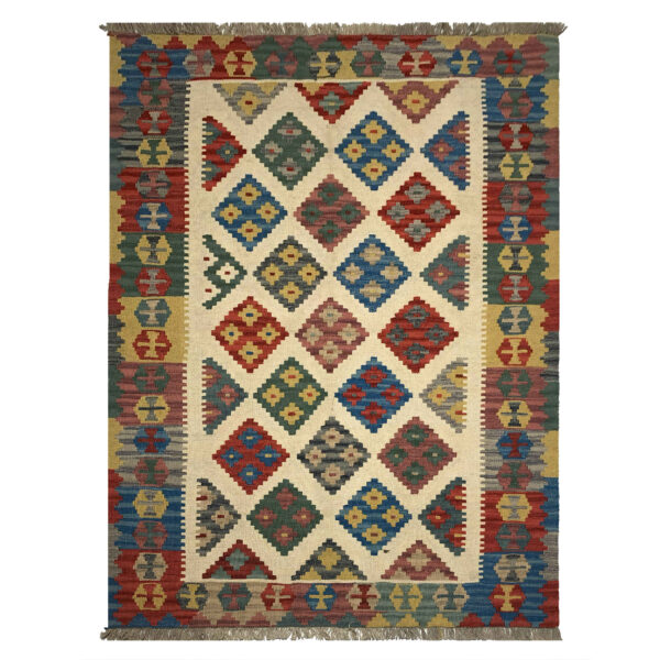 Persian Wool Kilim Rug Handwoven Qashqai Traditional