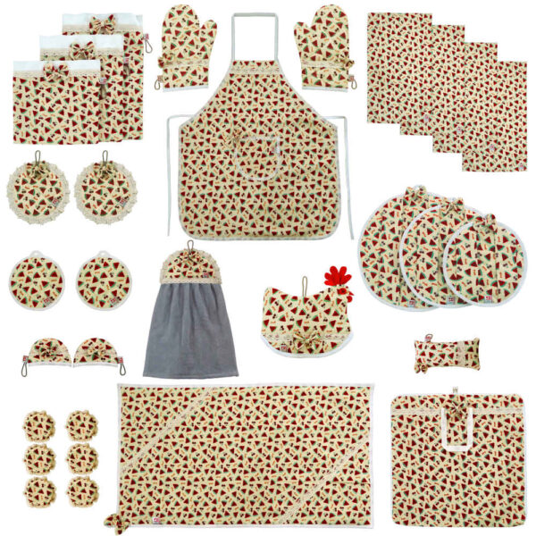 30 Piece Floral Kitchen Apron Set Model Shahian