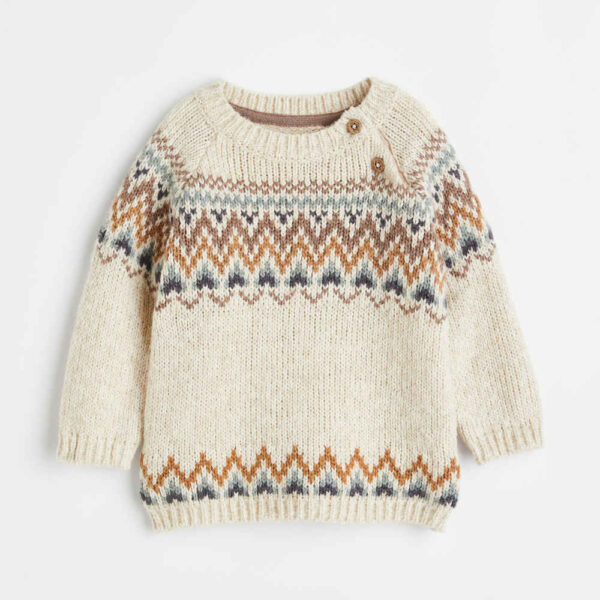 Baby Cream Knitted Sweater Model Mahoor