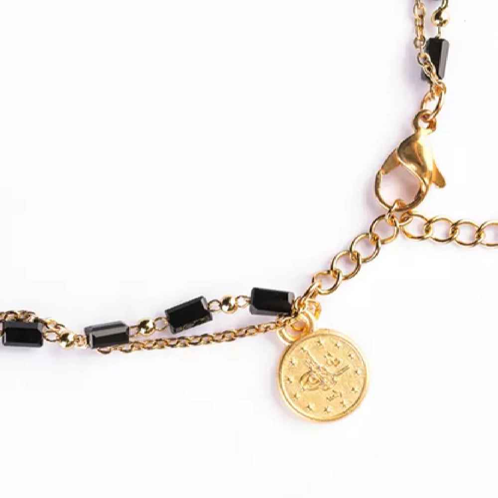 Black Chain Ankle Bracelet Model Dragonfly