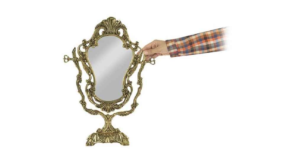 Persian Brass Mirror Frame & Candlesticks Set – Star Design