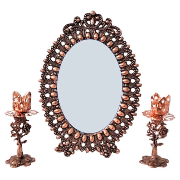 Persian Copper Mirror Frame & Candlesticks Set – Diba Design