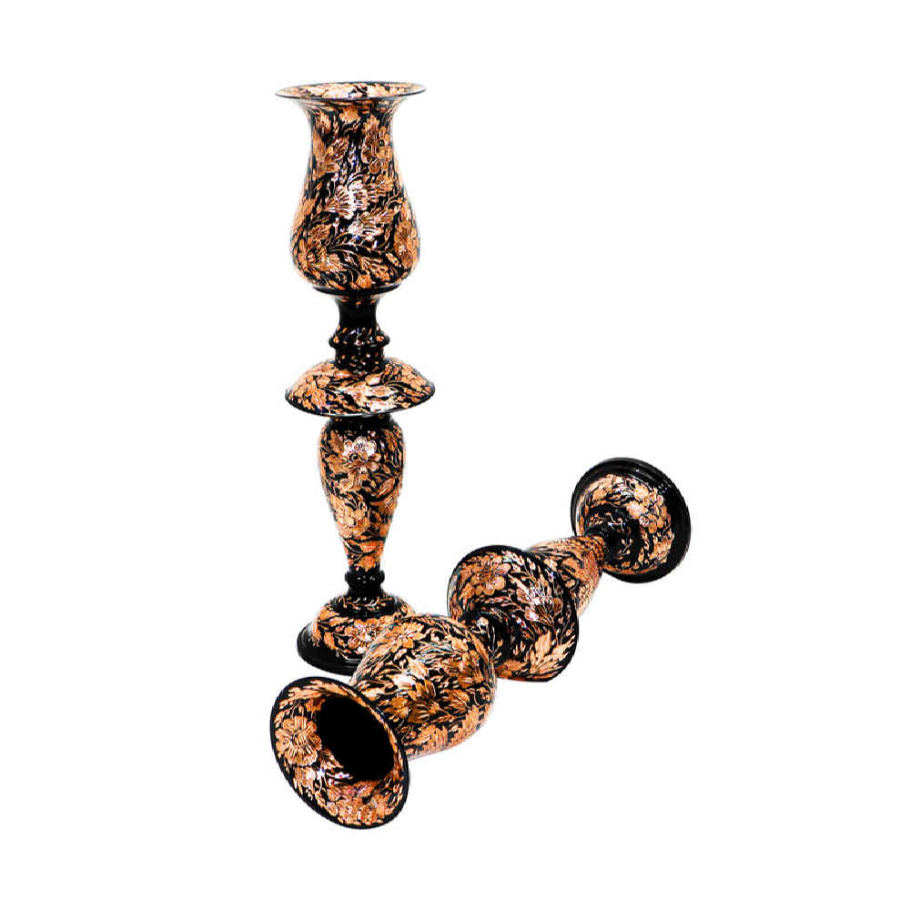 Engraved Persian Copper Mirror Frame & Candlesticks Set – King Design