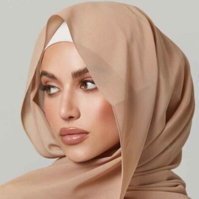 Beige Chiffon Shayla Hijab Scarf for Muslims