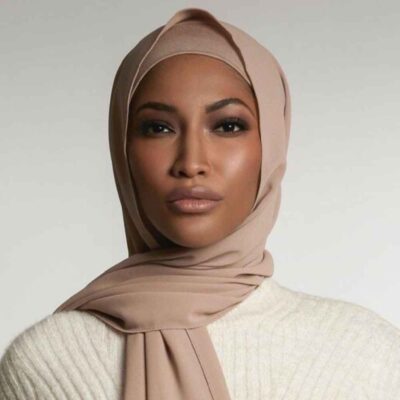 Beige Chiffon Shayla Hijab for Muslim Women