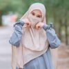 Cream Islamic Crepe Square Scarf & Half Niqab Set for Women