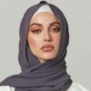Dark Gray Chiffon Shayla Hijab for Muslim Women