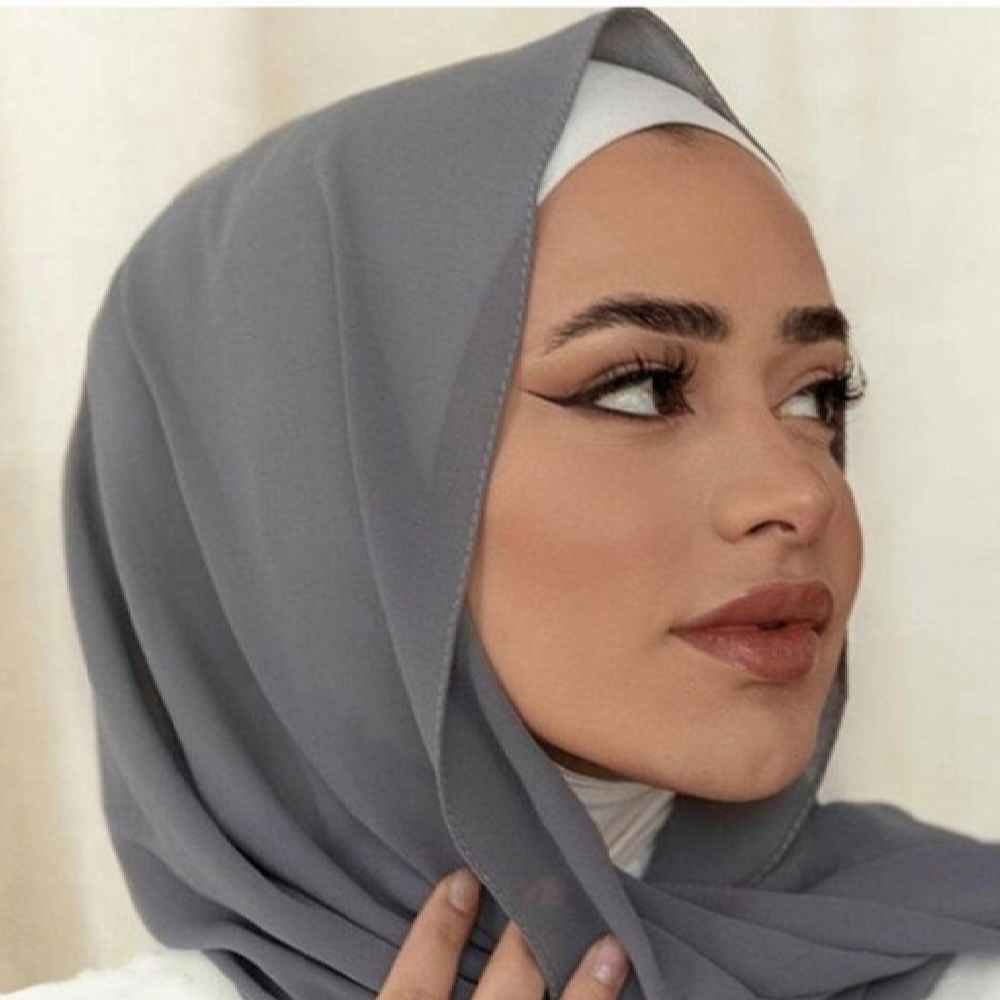 Dark Gray Chiffon Shayla Hijab for Muslim Women