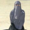 Dark Gray Islamic Crepe Scarf & Half Niqab Set for Women