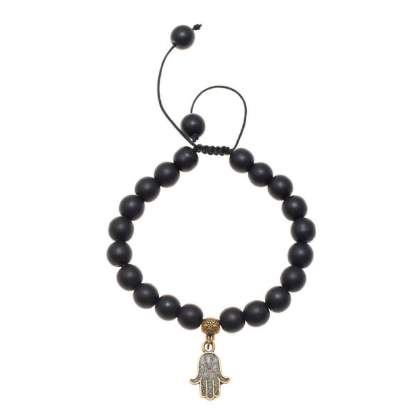 Beaded Bracelet for Women – Hamsa Black Design