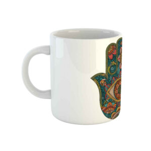 Islamic Ceramic Coffee Mug – Hamsa & Evil Eye Pattern